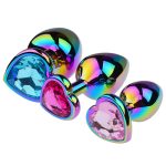 Holographic Jeweled Heart Butt Plug (Rainbow) - Image 3