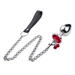 Leash Chain Jeweled Anal Plug with Bell - Image 2