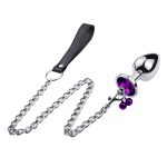 Leash Chain Jeweled Anal Plug with Bell - Image 3