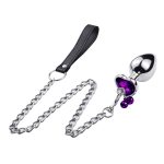 Leash Chain Heart Jeweled Anal Plug with Bell - Image 6