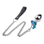 Leash Chain Heart Jeweled Anal Plug with Bell - Image 2