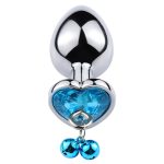 Leash Chain Heart Jeweled Anal Plug with Bell - Image 5