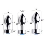 Aluminium Butt Plug With Diamond - Bright Silver - Image 4