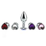 Heart Jeweled Stainless Steel Butt Plug - Silver - Image 6