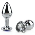 Heart Jeweled Stainless Steel Butt Plug - Silver - Image 9