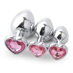 Heart Jeweled Stainless Steel Butt Plug - Silver - Image 4
