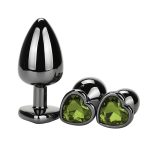 Heart Jeweled Stainless Steel Butt Plug - Black - Image 8