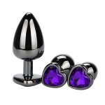 Heart Jeweled Stainless Steel Butt Plug - Black - Image 10