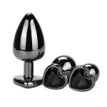 Heart Jeweled Stainless Steel Butt Plug - Black - Image 13
