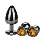 Heart Jeweled Stainless Steel Butt Plug - Black - Image 4