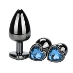 Heart Jeweled Stainless Steel Butt Plug - Black - Image 5