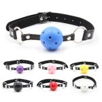 Pin Buckle Breathable O Ring Black Strap Ball Gag - Image 6