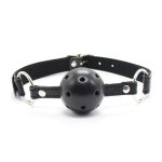 Pin Buckle Breathable O Ring Black Strap Ball Gag - Image 10