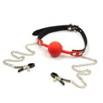 Premium Hush Locking Silicone Ball Gag With Nipple Clamps - Image 6
