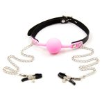 Premium Hush Locking Silicone Ball Gag With Nipple Clamps - Image 9
