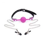 Premium Hush Locking Silicone Ball Gag With Nipple Clamps - Image 2