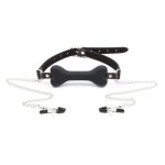 Dog Bone Soft Rubber Open Mouth Gag With Nipple Clamp - Image 7