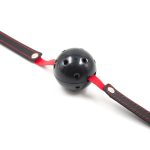 Pin Buckle Breathable O Ring Red & Balck Strap Ball Gag - Image 3