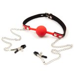 Silicone Ball Gag With Nipple Clamps - Image 4