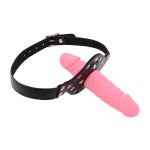 Double-Cock Dildo Penis Mouth Gag - Red/Pink - Image 5