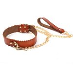 Real Leather Collar With Golden Lead - Image 3