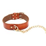 Real Leather Collar With Golden Lead - Image 4