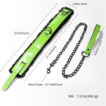 Green Leather Plush Lining Collar - Image 3
