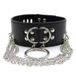 D-O-Ring Bondage Collar With Chain - Image 8