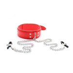 D Ring Bondage Collar With Nipple Clamp - Image 3
