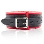 Thick Black And Red Bondage Collar - Image 2