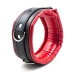 Thick Black And Red Bondage Collar - Image 3
