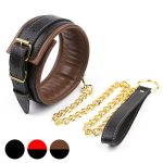 Golden Chain Leash Thick Bondage Collar - Image 6