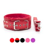 Plush Lined Leather Lead Collar - Pin Lock - Image 6
