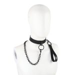 Leather Black Chain Neck Collar - Image 2