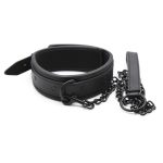 D Ring Metal Chain Leather Collar - Image 2