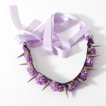 Lolita Harajuku Flower Spikes Leather Collar - Image 4