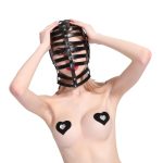Stripes Leather Bondage Hood - Image 2