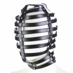 Stripes Leather Bondage Hood - Image 4
