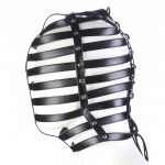 Stripes Leather Bondage Hood - Image 5