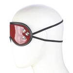 Red Wet Look Studded Eye Mask Blindfold - Image 2