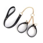 Real Leather Handcuffs With Leash - Image 6