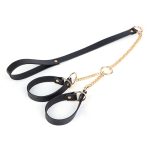 Real Leather Handcuffs With Leash - Image 2