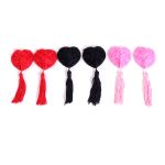 Satin Rose Heart Nipple Pasties With Tassel