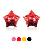 Pair of Shiny Red Sequin Star Nipple Pasties Covers - Image 6