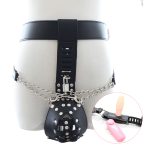 Leather Male Chastity Belt with Removable Butt Plug - Image 6