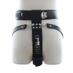 Leather Male Chastity Belt with Removable Butt Plug - Image 3