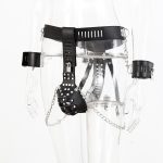 Leather Male Chastity Belt With Cuffs - Image 7