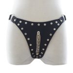 Open Outline Chain Front Leather G-String - Image 6
