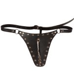 Open Outline Chain Front Leather G-String - Image 5