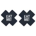 Breathable Sexy Satin Cross EAT Me Nipple Covers - Image 2